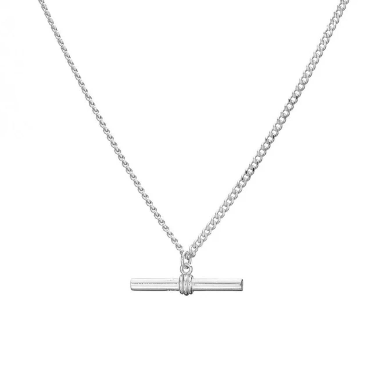 Curb Tbar Necklace Silver
