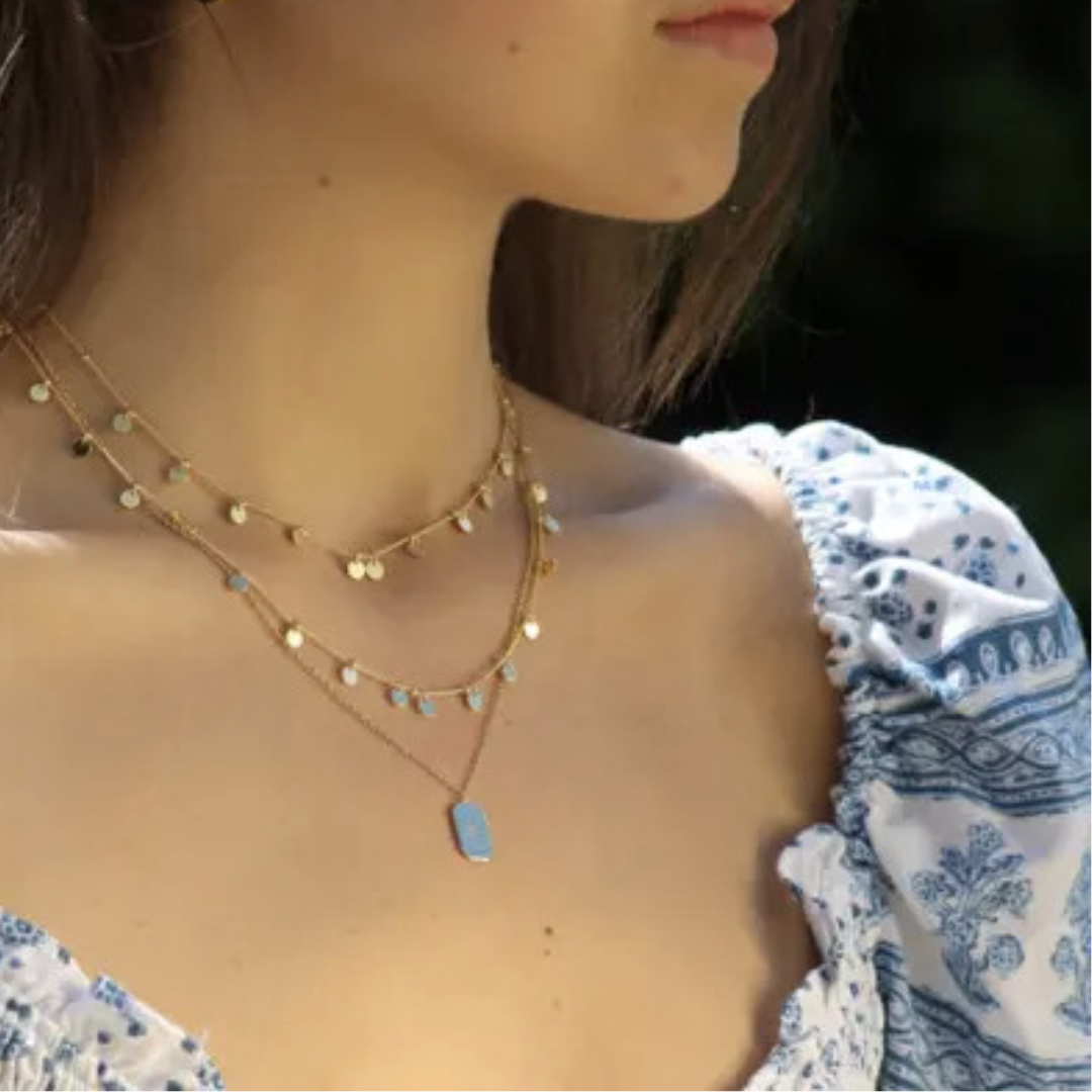 Disc Necklace 18" Gold