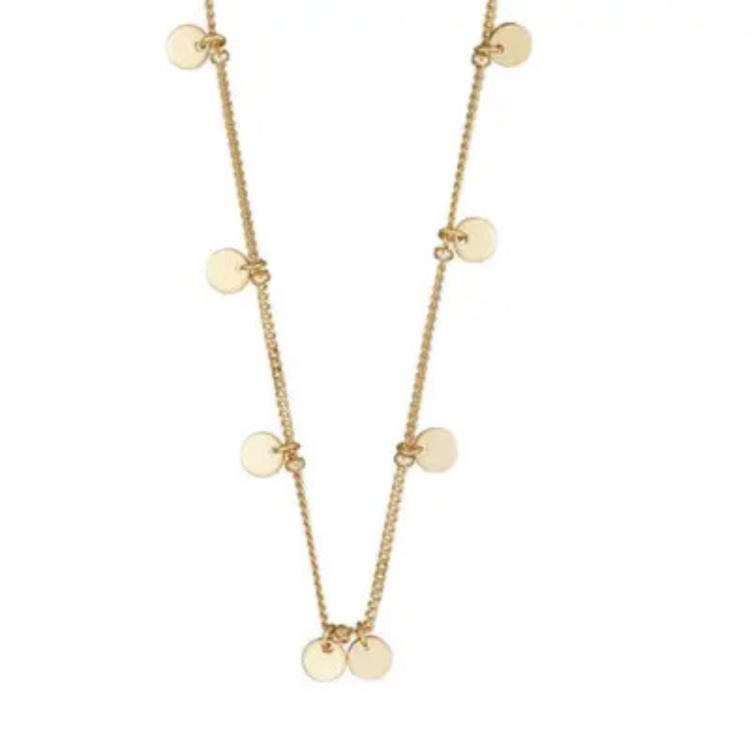 Disc Necklace 18" Gold
