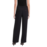 Drop Waist Pleated Crepe Trouser Black