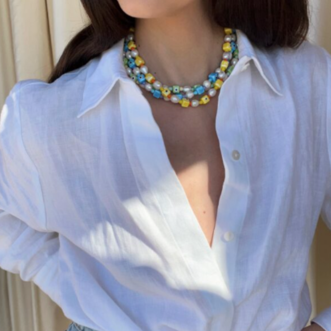 Eye Spy Pearl Necklace Blue