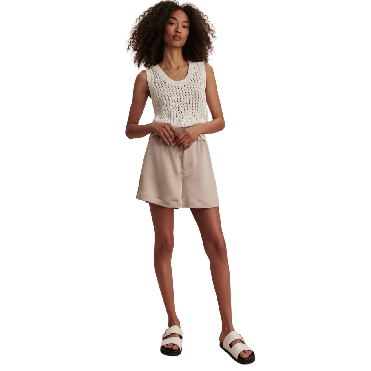 Ferns Open Knit Tank White