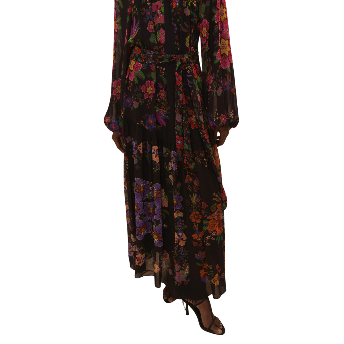 Floral Scarves High Neck Maxi Black