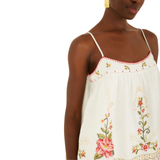 Flower Embroidery Sleeveless Tunic