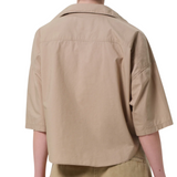 Frances Cropped Cape Button Up Catalina