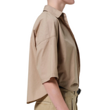 Frances Cropped Cape Button Up Catalina