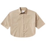 Frances Cropped Cape Button Up Catalina