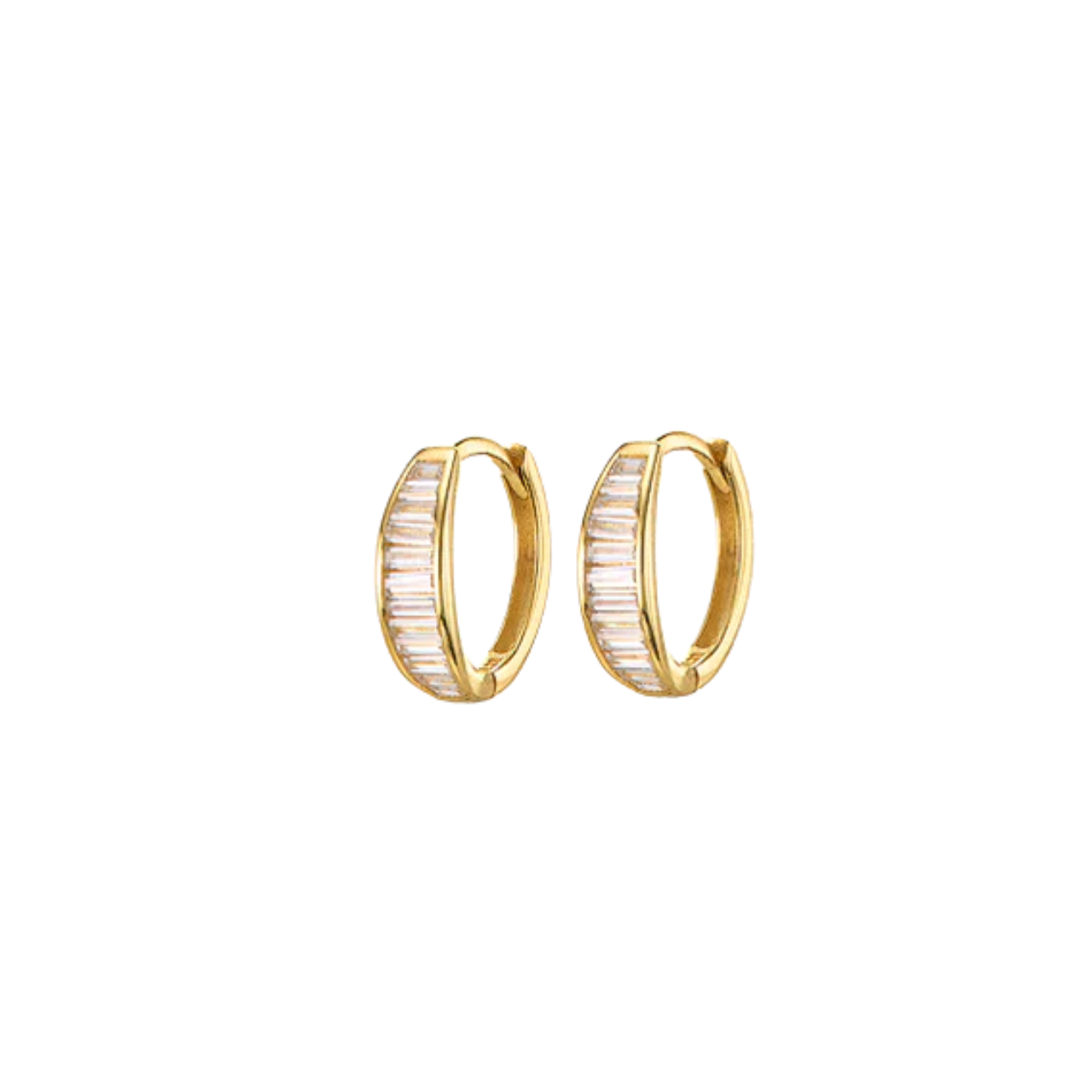 Gold Baguette Huggie Earrings