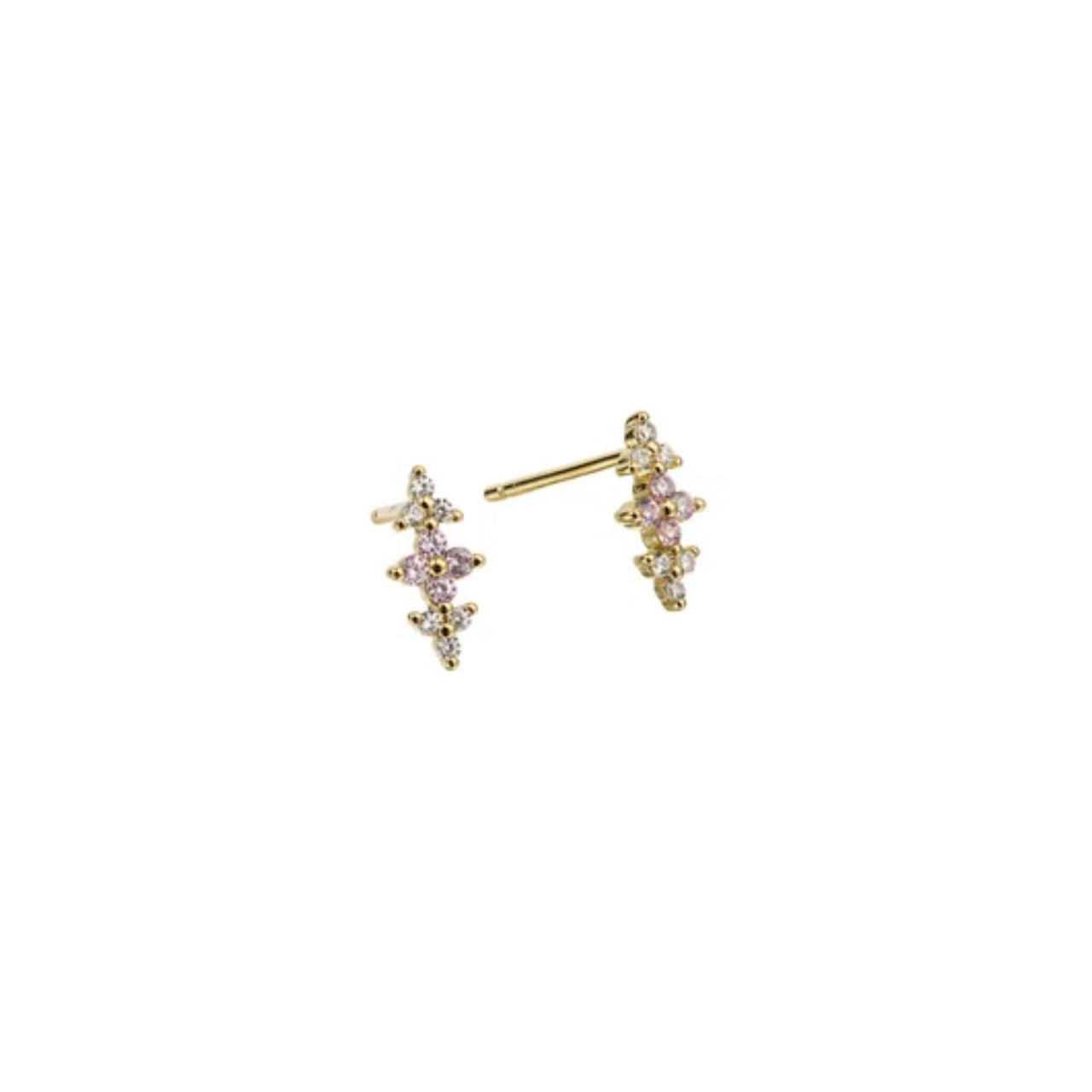 Gold CZ Petal Studs