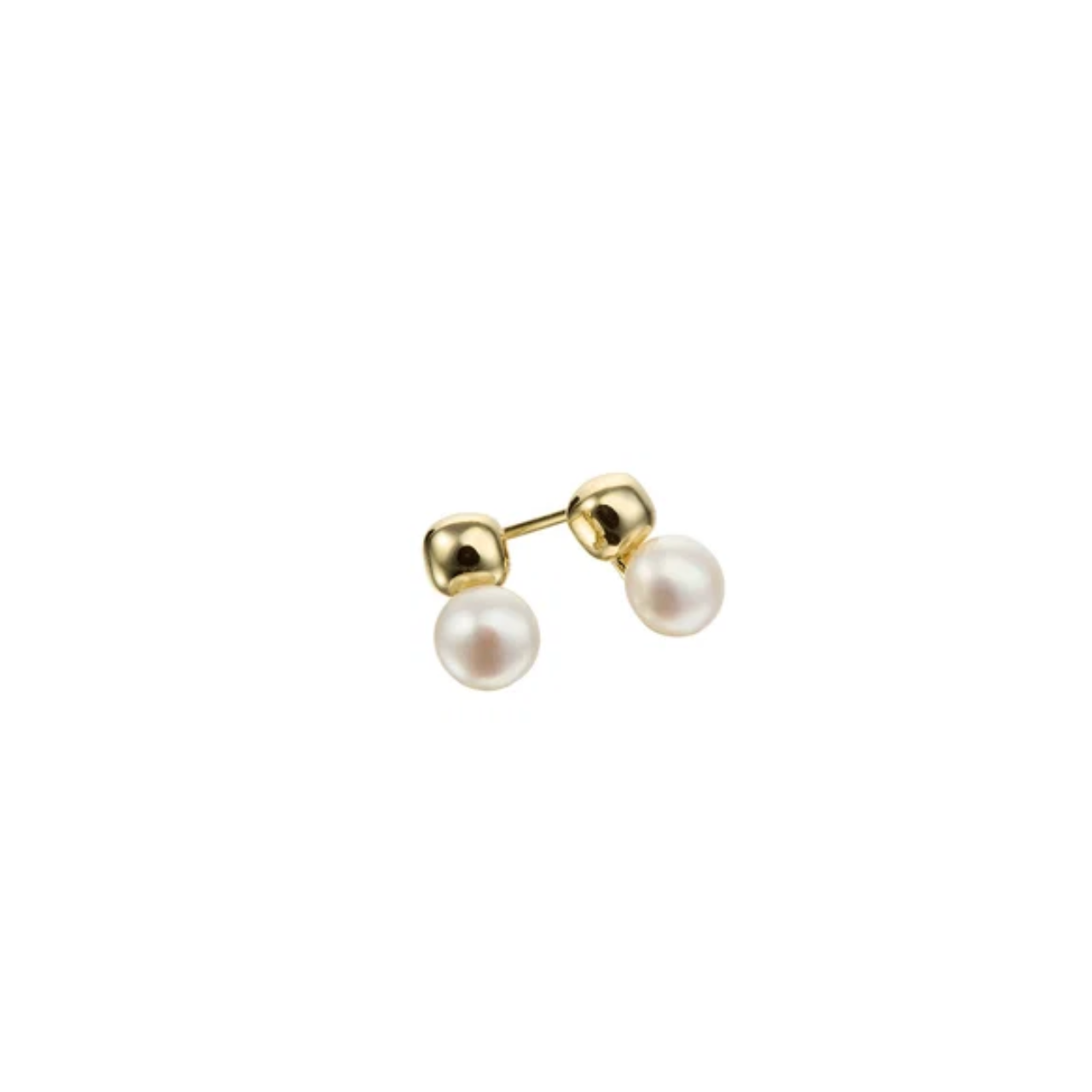 Gold Orb Pearl Stud Earrings