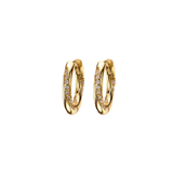 Gold Scattered Pavé Huggie Earrings