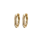 Gold Scattered Pavé Huggie Earrings