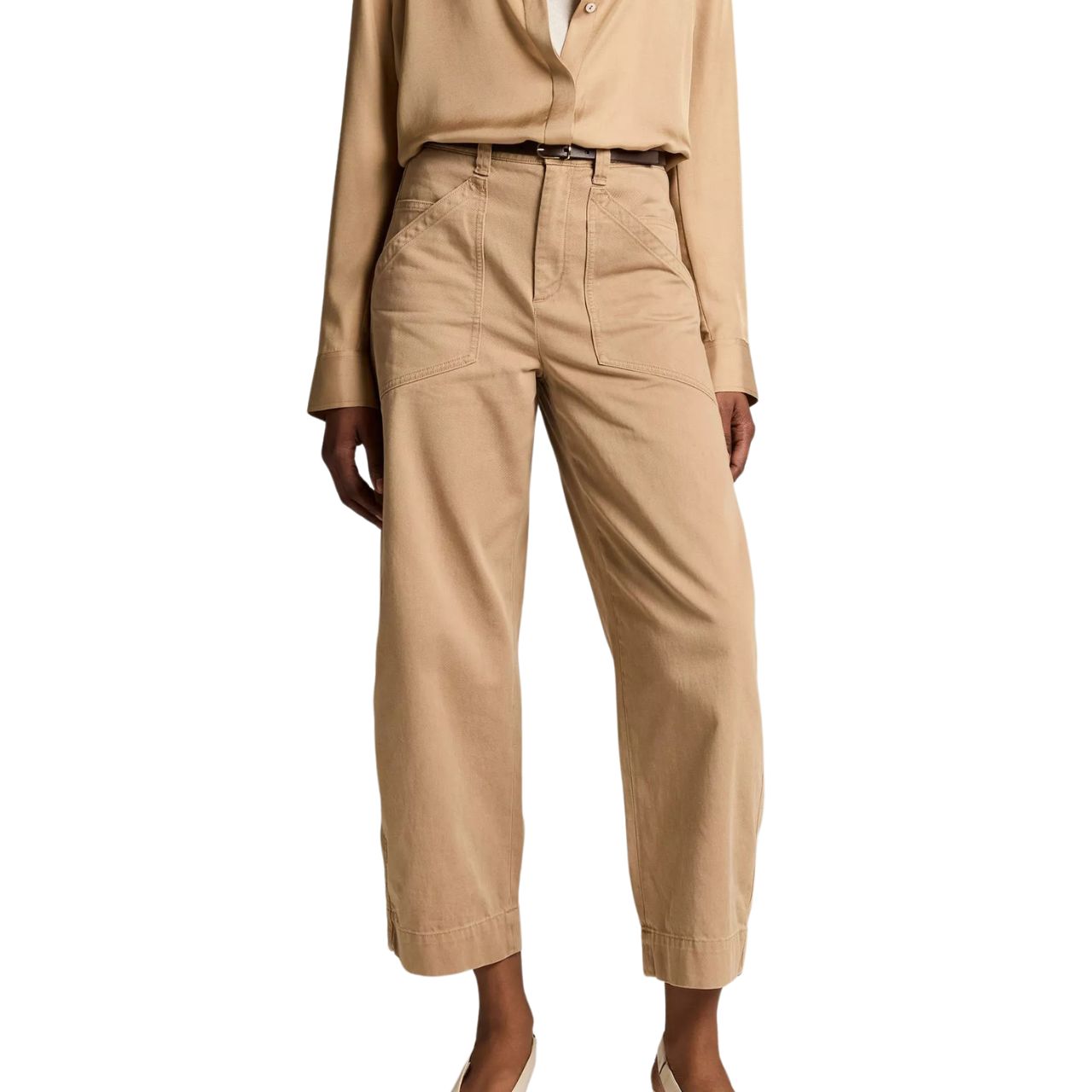 Twill Mid-Rise Wide-Leg Pants Carnello