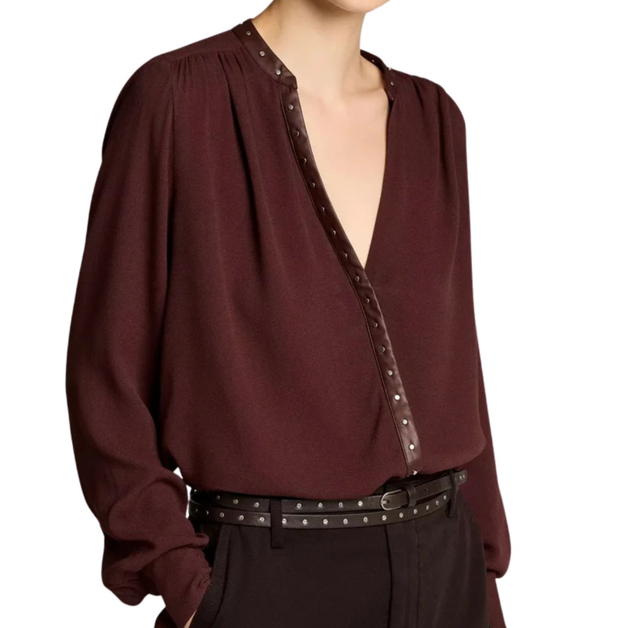 Gathered L/S Top Studded Trim Fig