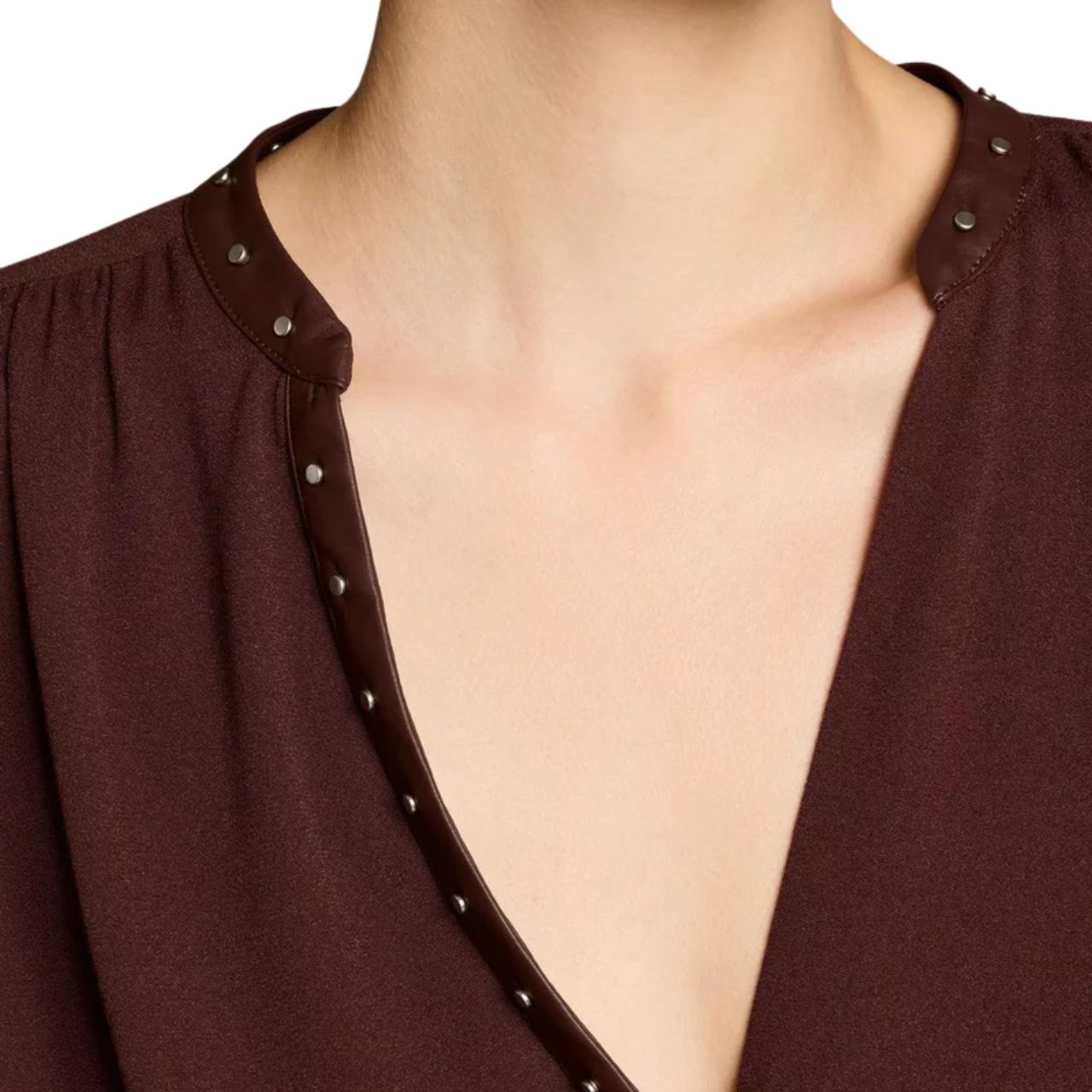 Gathered L/S Top Studded Trim Fig