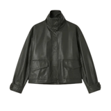 Alvann Funnel Neck Leather Jacket