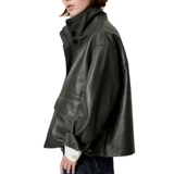 Alvann Funnel Neck Leather Jacket