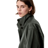 Alvann Funnel Neck Leather Jacket