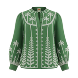 Green Cross Stich Embroidery Blouse