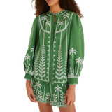 Green Cross Stich Embroidery Blouse