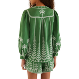 Green Cross Stich Embroidery Blouse