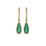 Green Onyx Slim Droplet Earring Gold