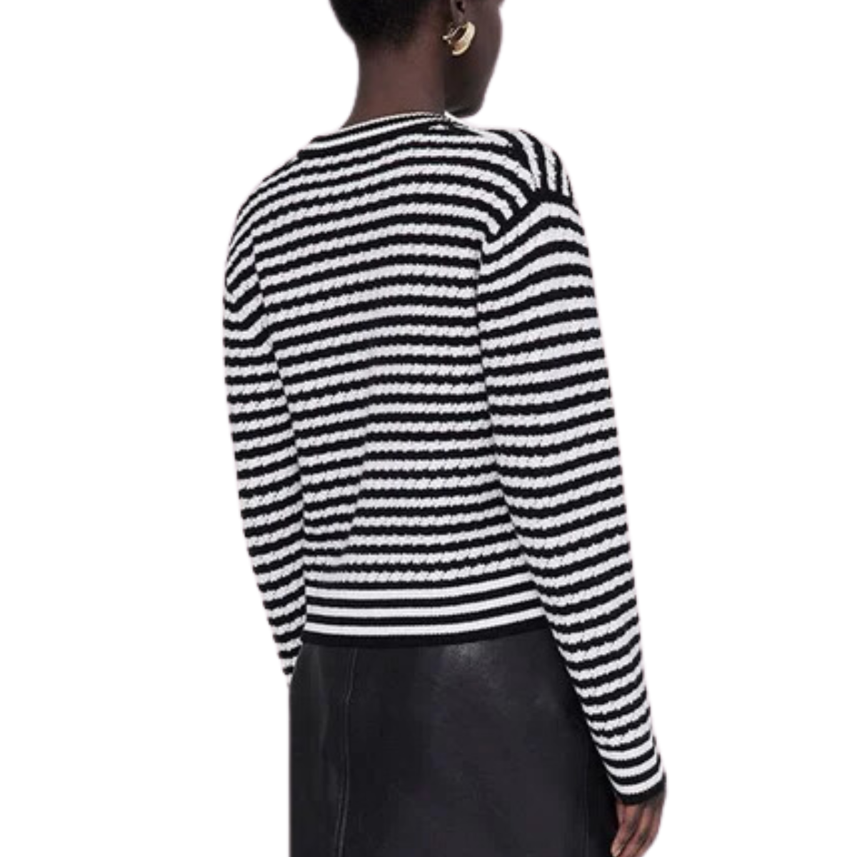 Gwen Cardigan Black/Ivory Stripe