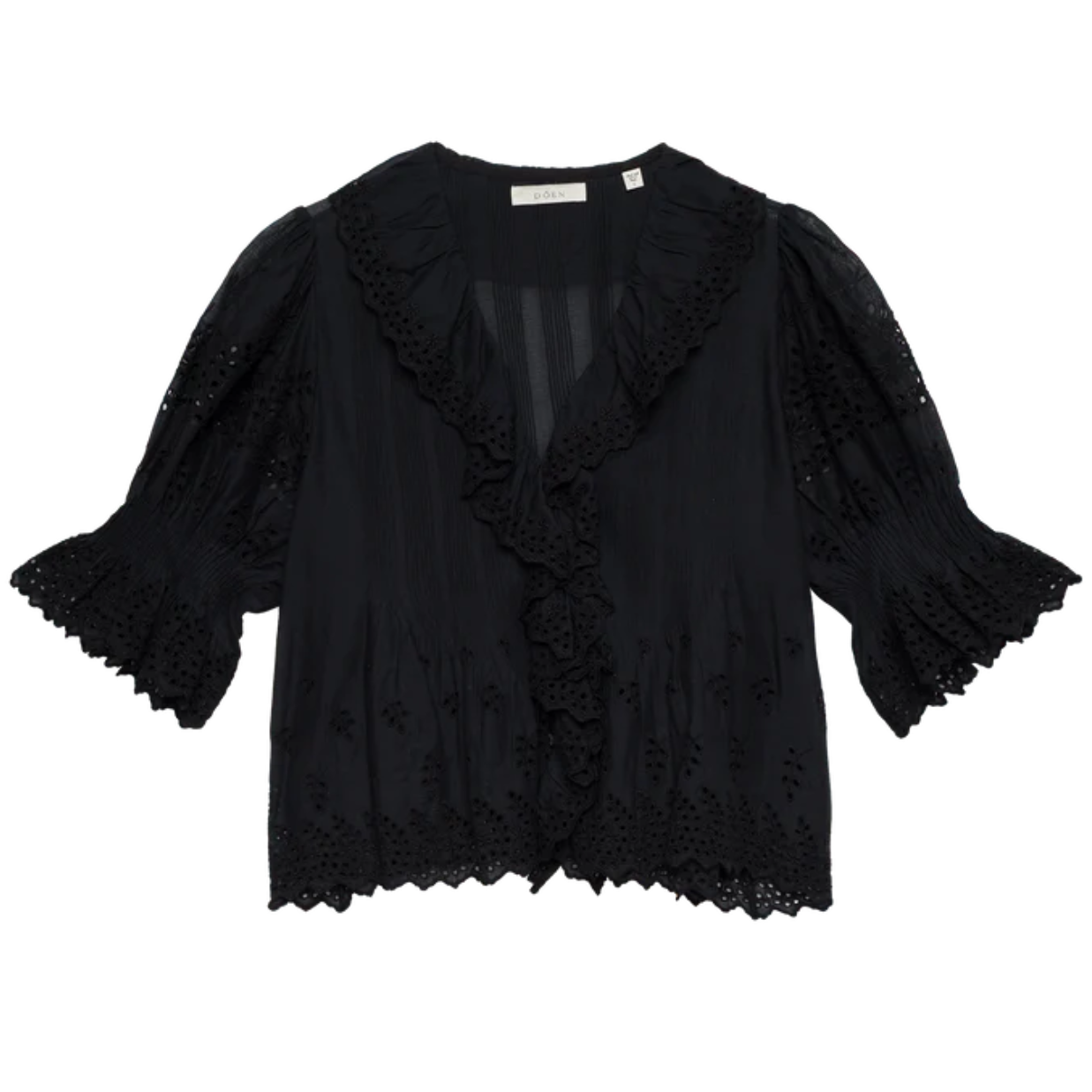 Henri Top Black Eyelet