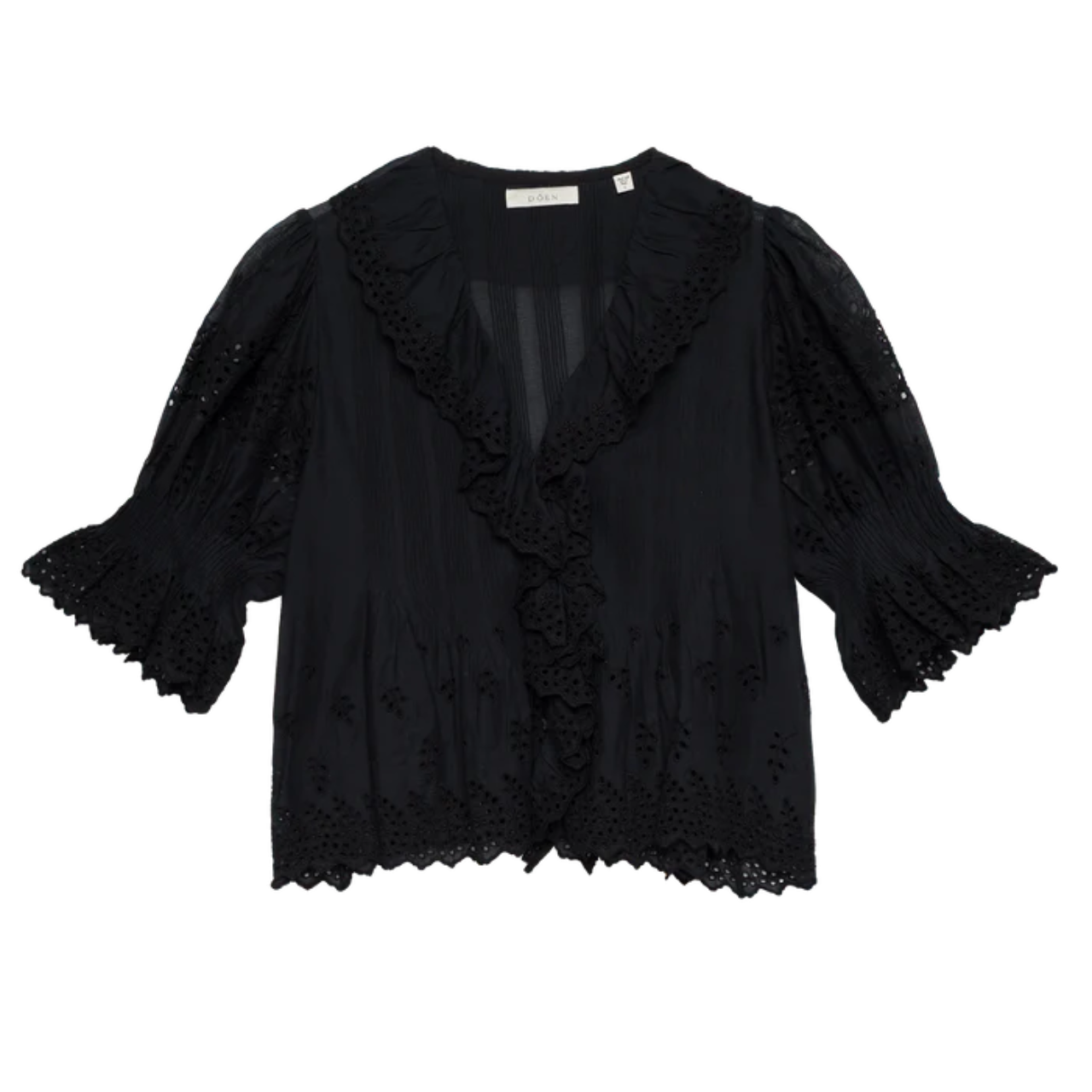 Henri Top Black Eyelet