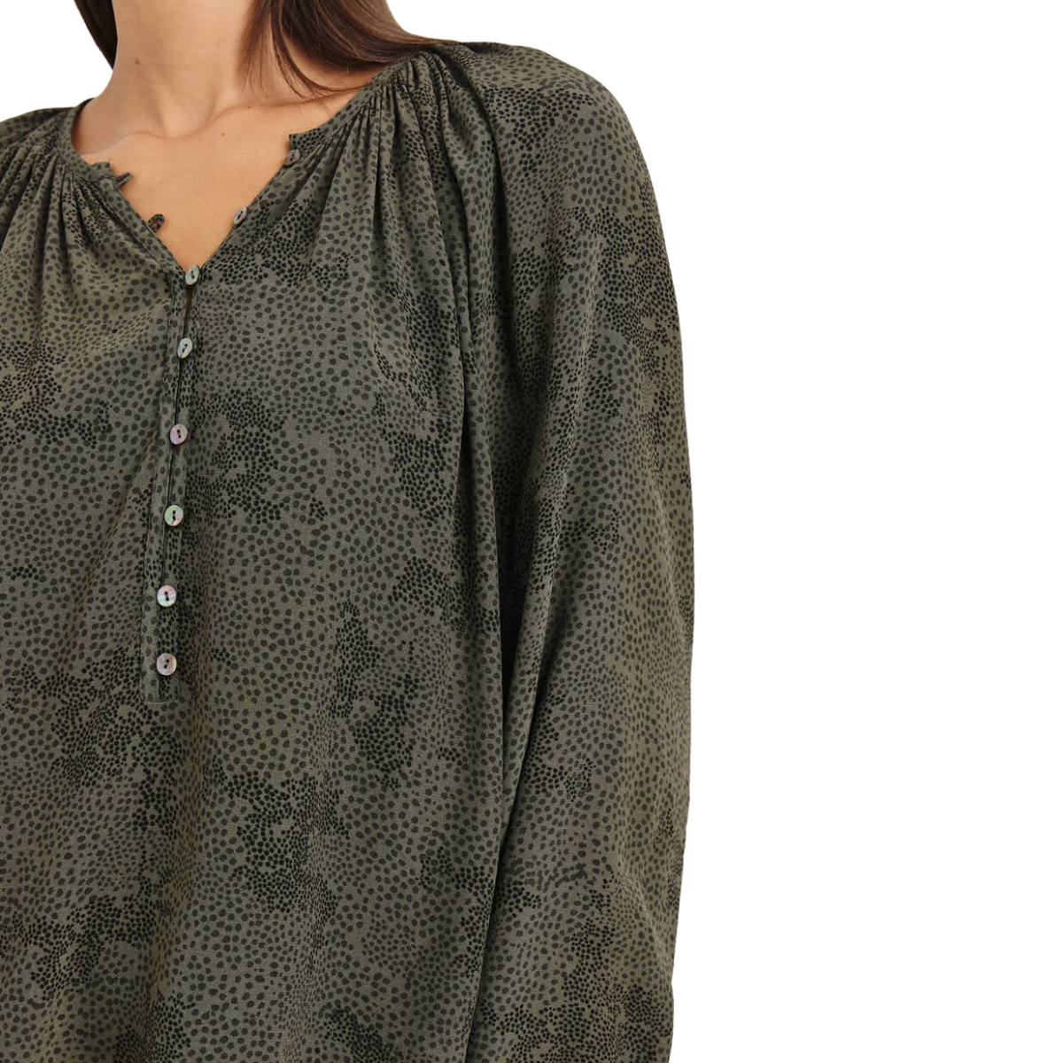 Indi Blouse Olive Pebble