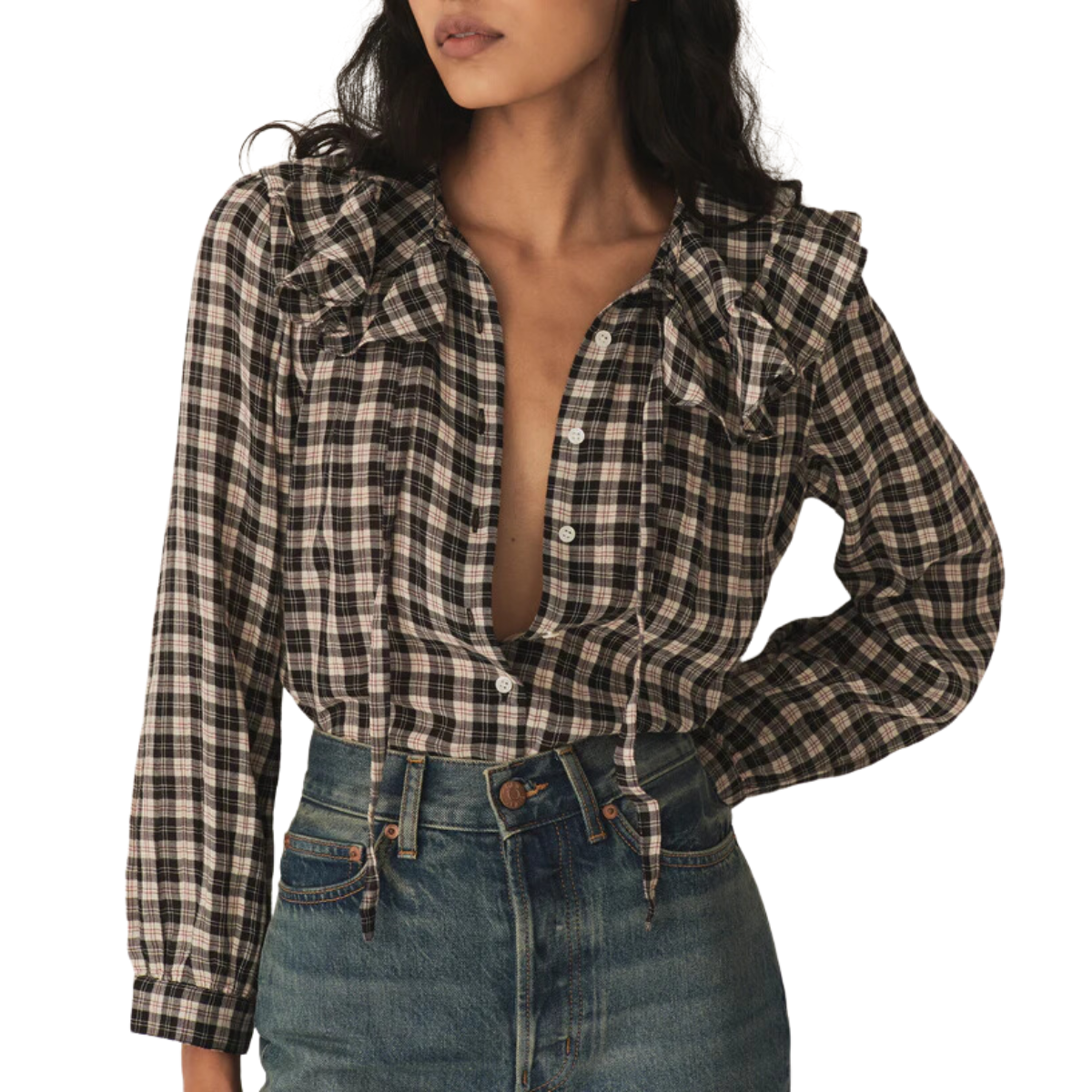 Joelle Top Navy Plaid