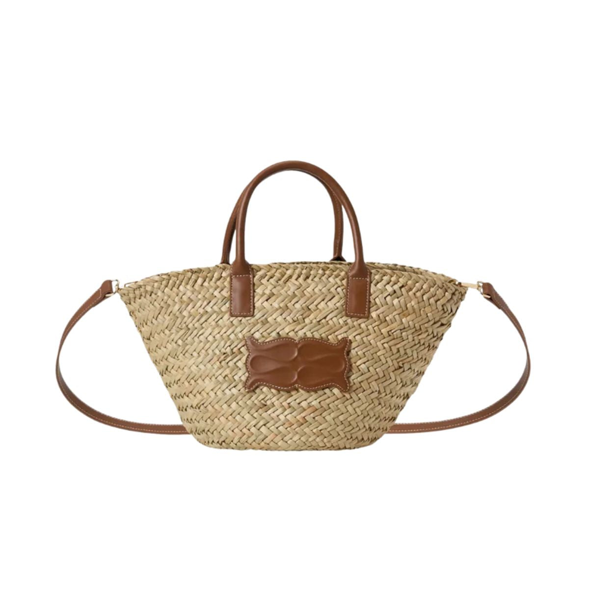 Small Monogram Straw Tote Cognac