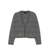 Gwen Cardigan Black/Ivory Stripe