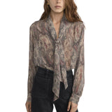 The Paisley Silk Tie Blouse Ecru