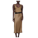 Bar Silk Skirt- Sepia