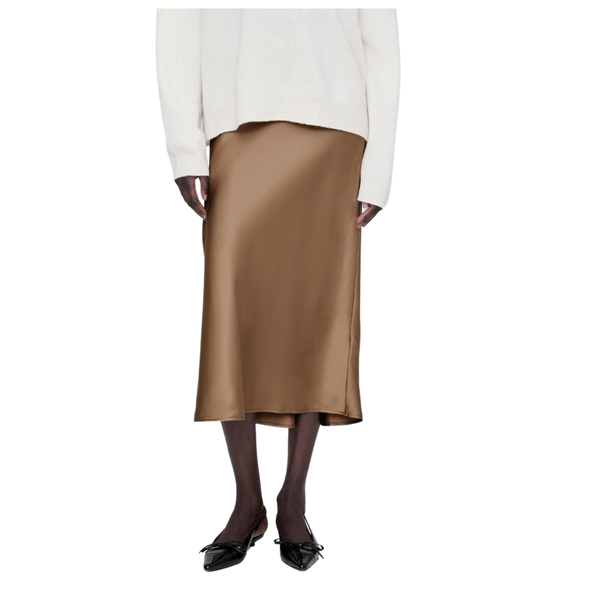 Bar Silk Skirt- Sepia