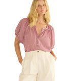 June Top Mulberry Gingham
