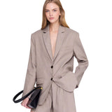 Quinn Blazer Taupe Blue Pinstripe