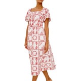 Nanette Dress Ivory Red Handkerchief