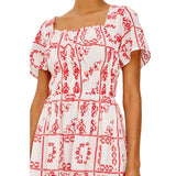 Nanette Dress Ivory Red Handkerchief