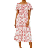 Nanette Dress Ivory Red Handkerchief