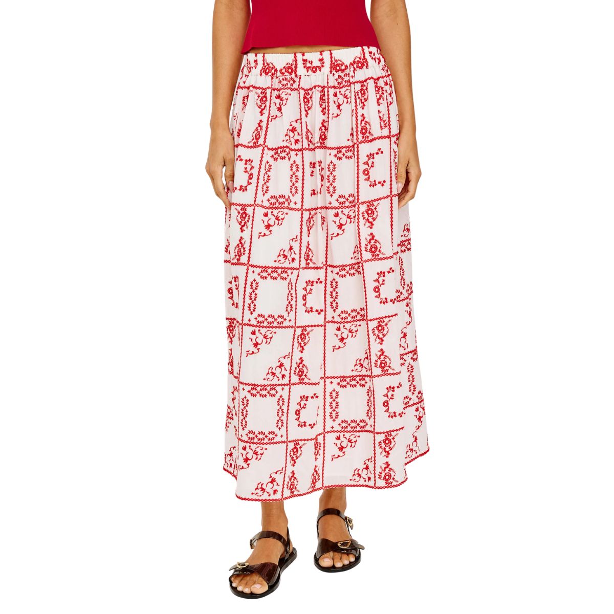 Dax Skirt Ivory Red Handkerchief