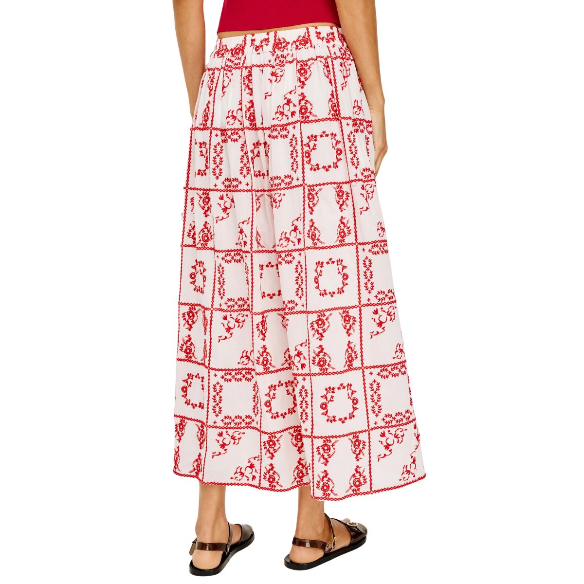 Dax Skirt Ivory Red Handkerchief
