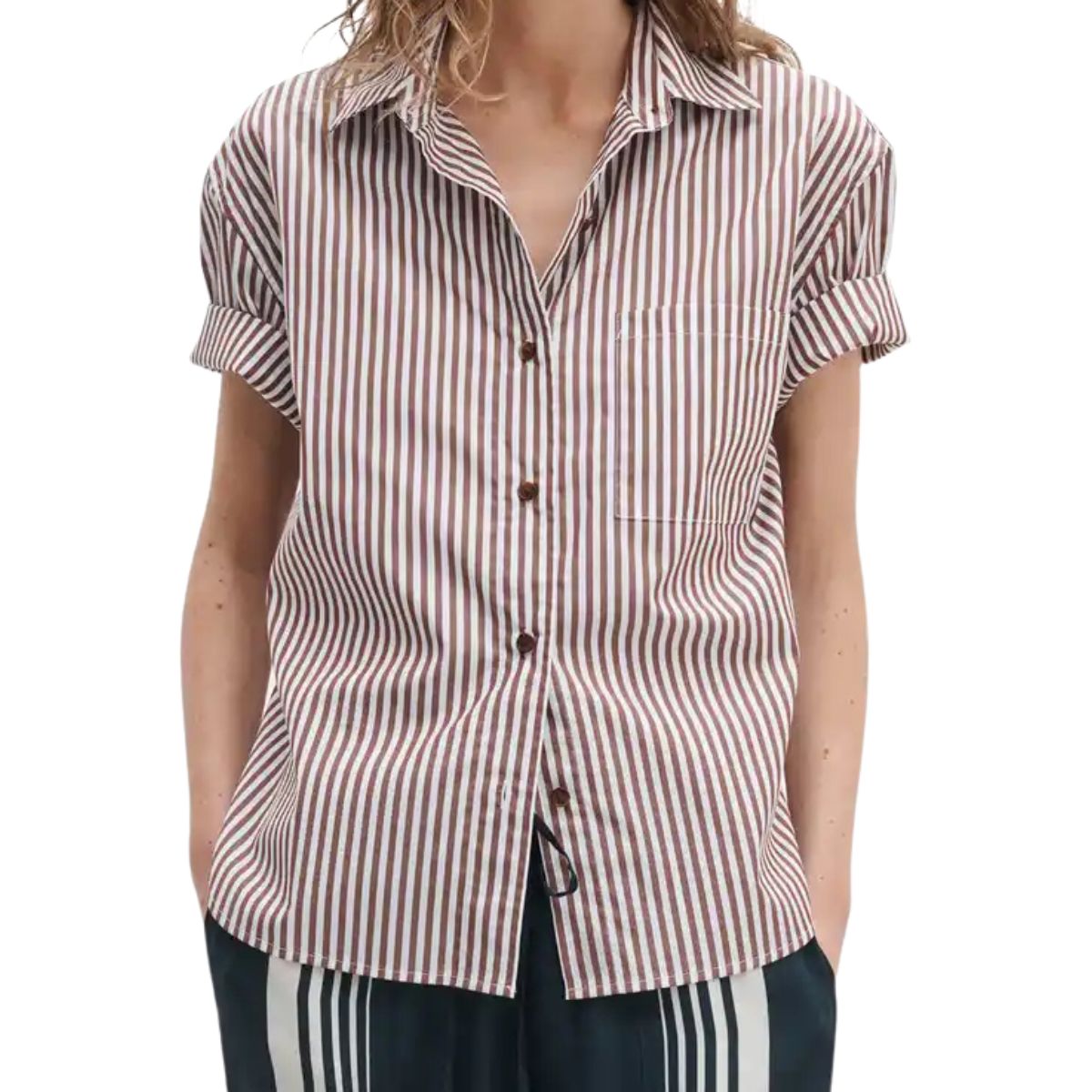 Connie SS Shirt Brown Stripe