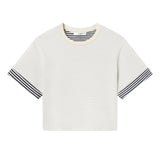 Stripe Cuff Top Cream
