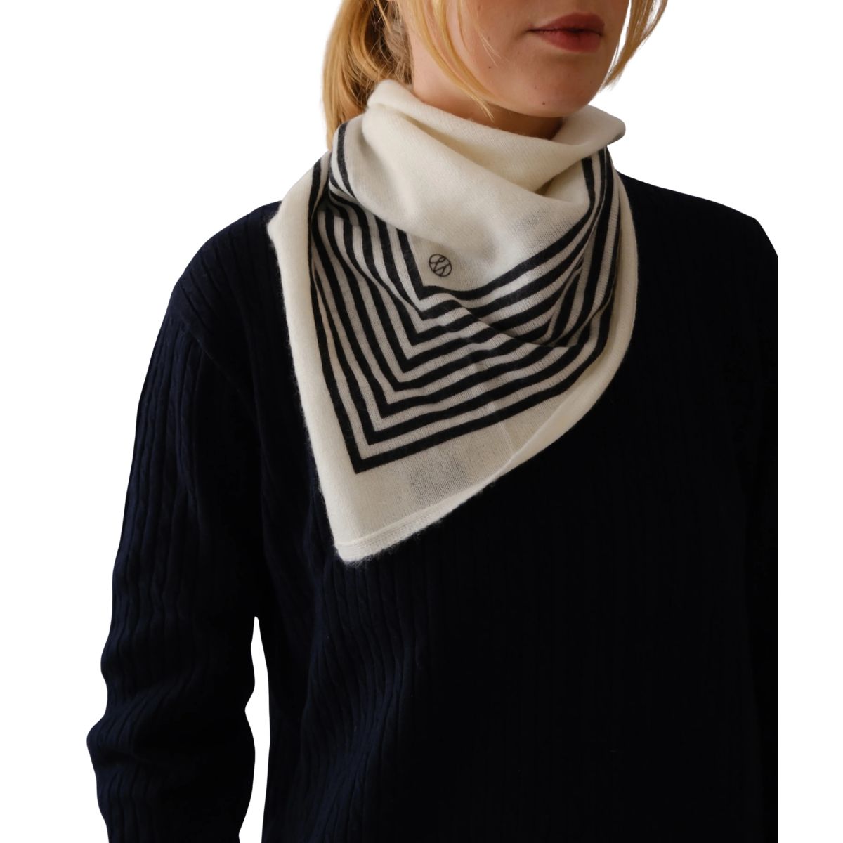 Cashmere Striped Scarf Cream