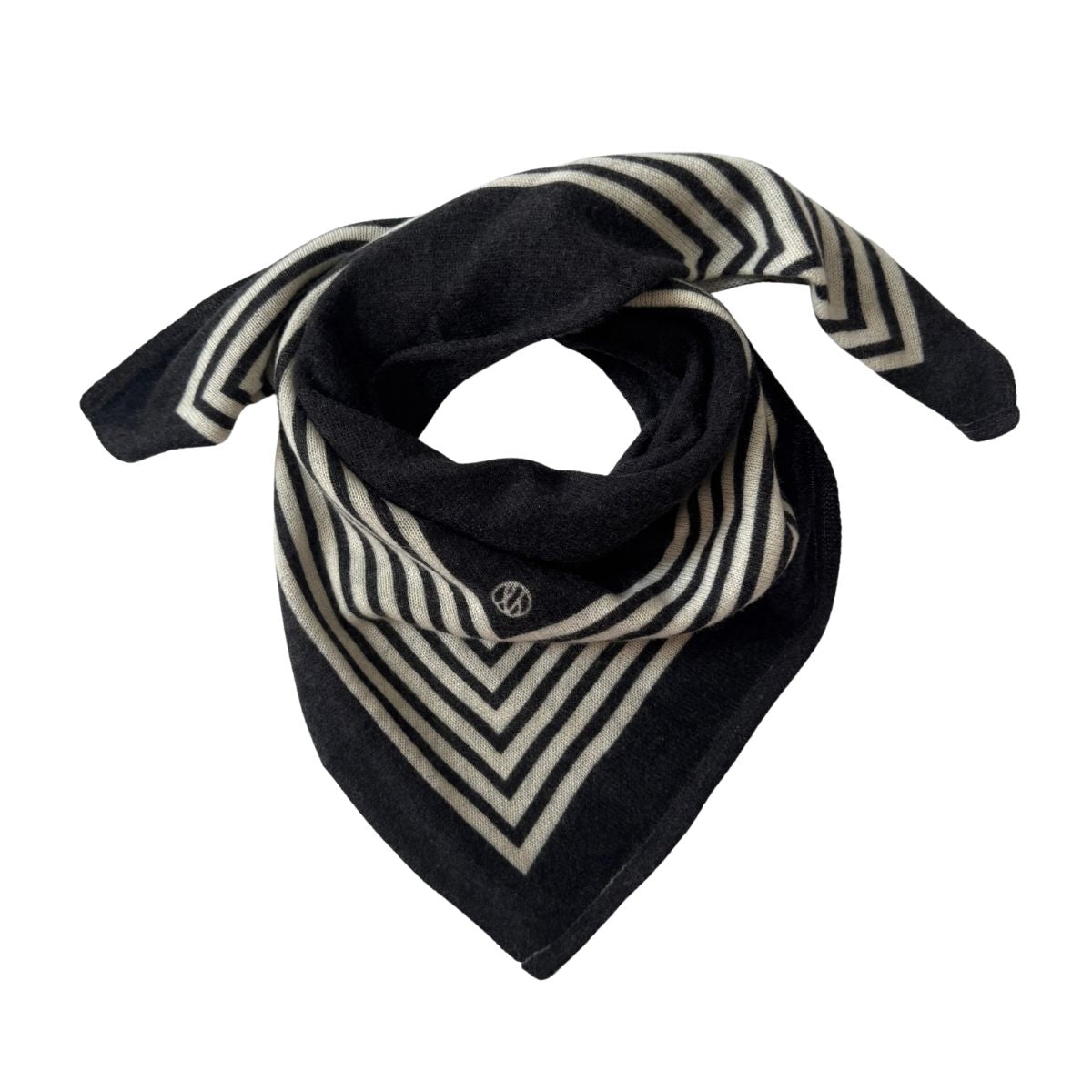 Cashmere Striped Scarf Black