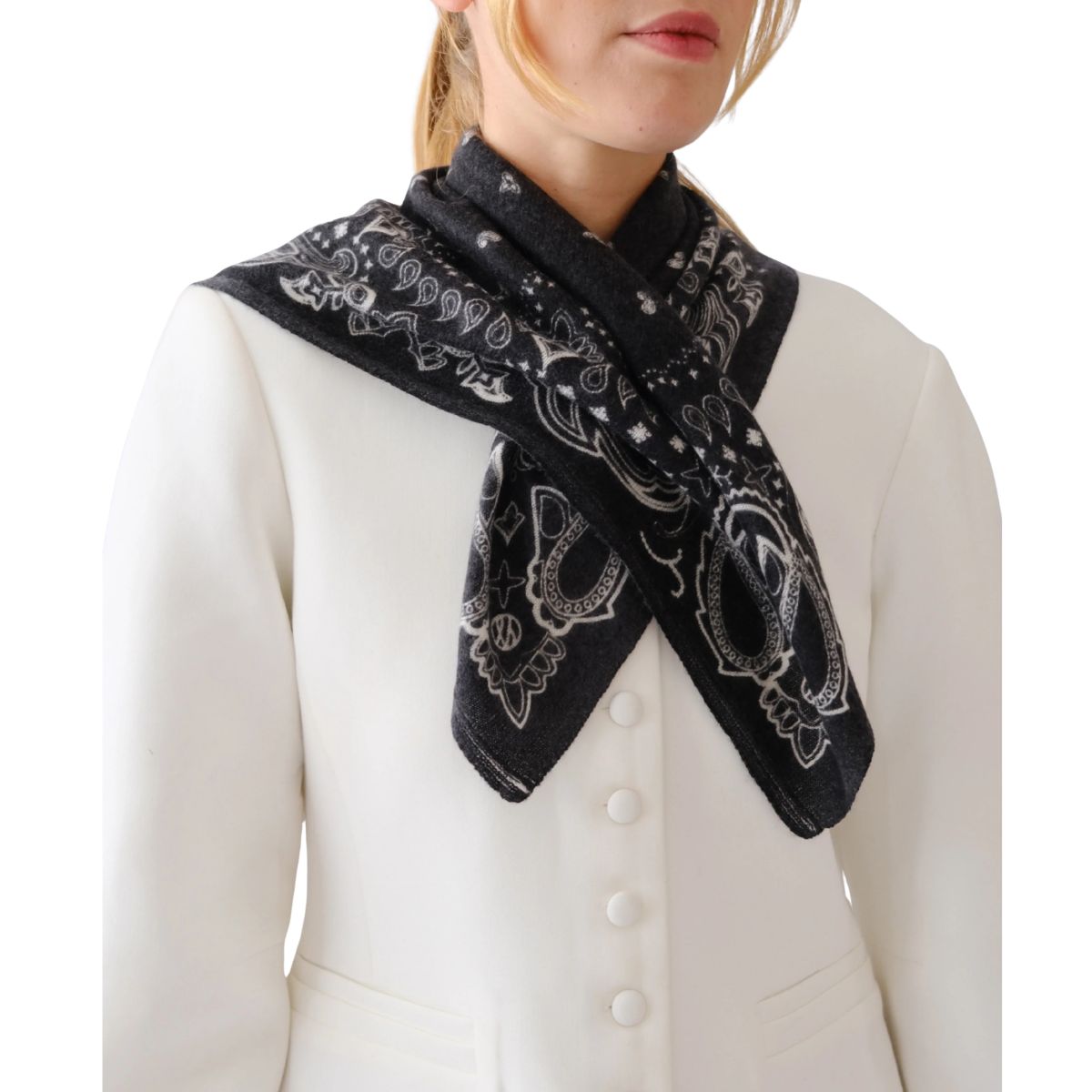 Cashmere Paisley Scarf Black