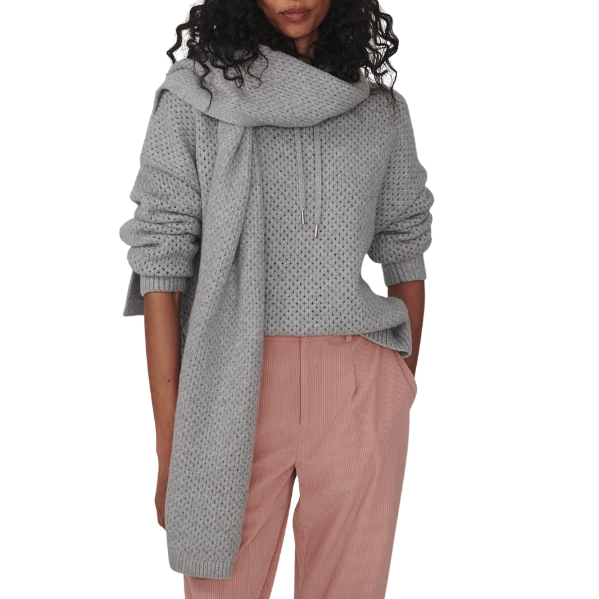 Melchie Relaxed Knit Hoodie - Grey