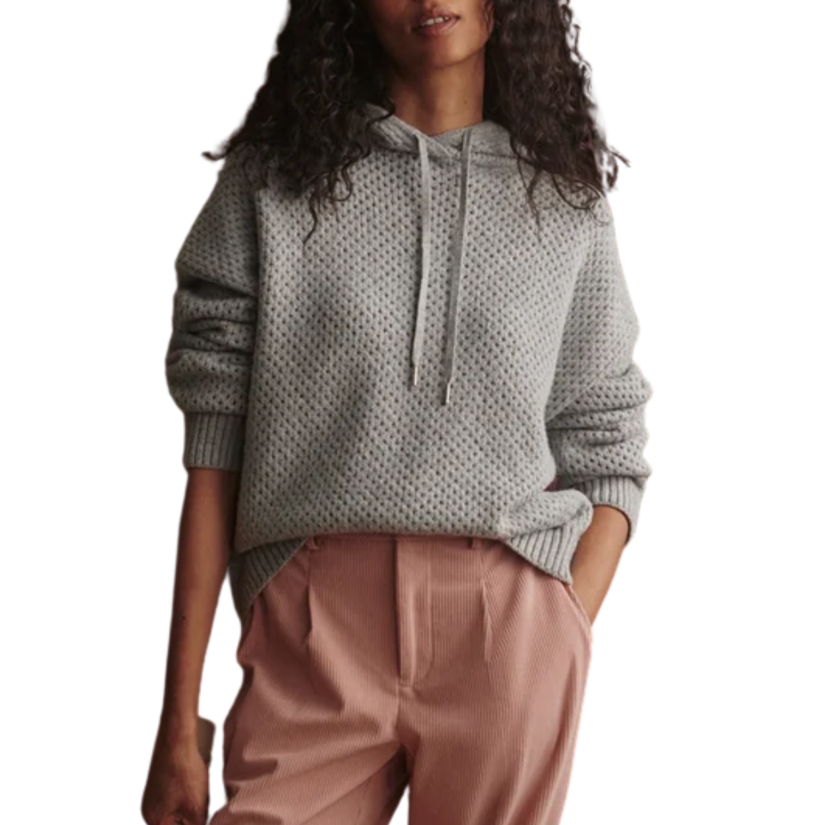 Melchie Relaxed Knit Hoodie - Grey